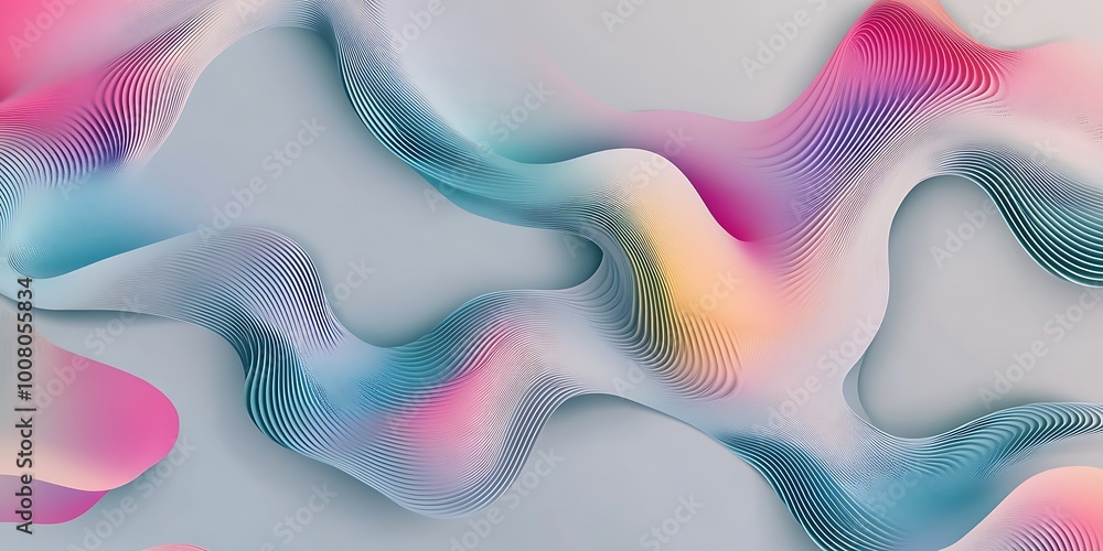 Poster abstract, colorful gradient shapes made of lines. vector illustration with a gradient color palette,