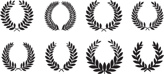 Laurel wreath silhouette vector collection. vector