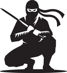 Ninja warrior silhouette vector illustration isolated on a white background