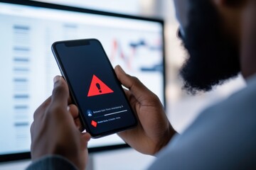 Alert notification on smartphone indicating security warning