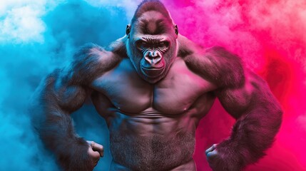 Humorous Gorilla Bodybuilder Photo