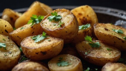 Bowl of potatoes with parsley on top
