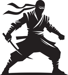 Ninja warrior silhouette vector illustration isolated on a white background