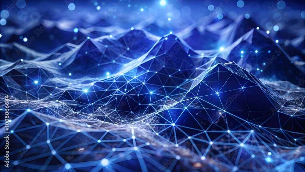 Poster Technologic networks, technologic networks, particle energy flow, quantum computing visualization Technology Network Background. Abstract futuristic technology with polygonal shape.