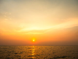 Nature sea sunset panorama golden background, water summer travel landscape sun clouds morning twilight amazing outdoor aerial view, freedom holidays natural environment, beautiful ocean ecosystem.