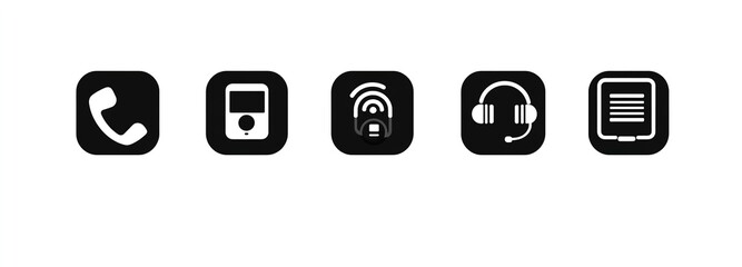 illustration of neumorphic style Customer Call Support button set for UI design.illustration