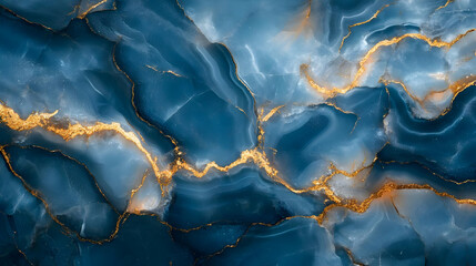 Fototapeta premium Abstract Background With Blue and Gold Marble Texture