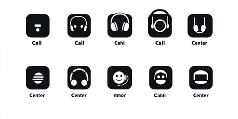 illustration of neumorphic style Customer Call Support button set for UI design.illustration