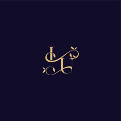 wedding initial beauty leaf monogram logo letter organic and elegant concept IU