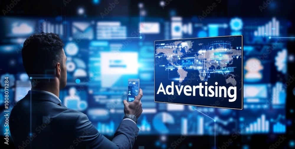 Poster visual interpretation of business concepts in advertising.