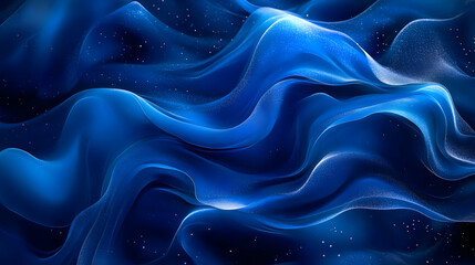 Fototapeta premium Abstract Blue Wavy Background with Glimmering Particles