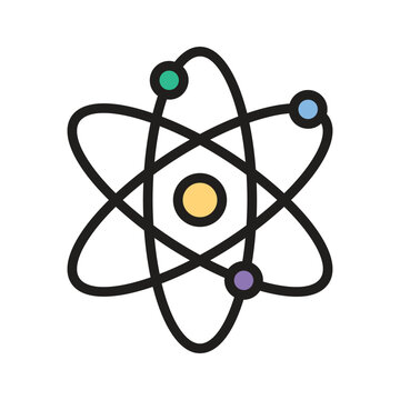 recommend clip art: Icon showing an atom, with electrons orbiting the nucleus, representing physics