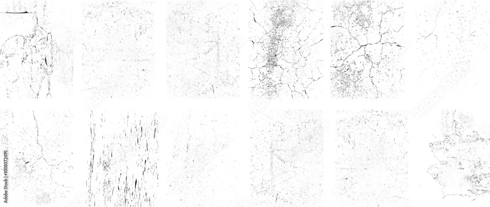Poster Grunge textures set. Collection of vector, distress, textures .Simply Place grungy textured overlay over any Object to Create grunge ,dirty effect .Various distressed texture for your design. 
