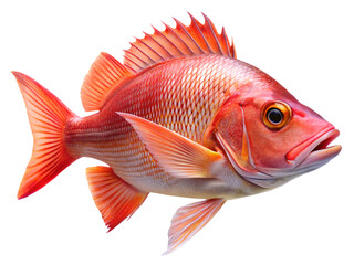 Fototapeta premium Red Emperor Snapper fish swiming isolated on a transparent background