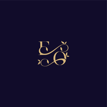 wedding initial EO organic and elegant concept beauty leaf monogram logo letter
