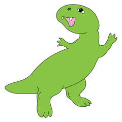 baby dinosaur tyrannosaurus joyfully raised his paws up, cartoon, easy to edit, stock vector