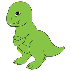 baby dinosaur tyrannosaurus stands contentedly with its paws crossed over its chest, cartoon, easy to edit, stock vector