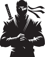 Ninja warrior silhouette vector illustration isolated on a white background