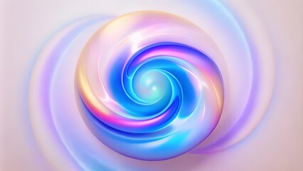 Obraz premium A colorful spiral with a rainbow of pastel colors background. Abstract grainy 3d render holographic iridescent wave in motion colorful background.