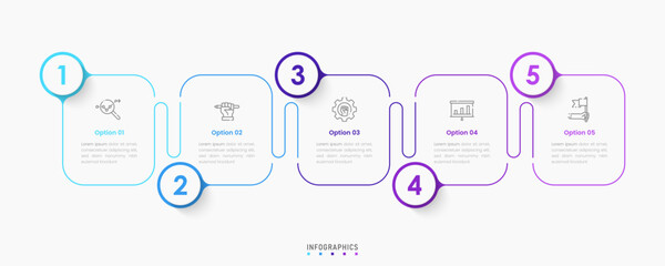 Vector Infographic label design template with icons and 5 options or steps. Can be used for process diagram, presentations, workflow layout, banner, flow chart, info graph.