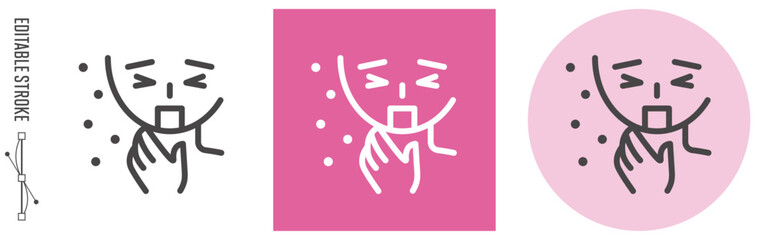 花粉症、のどの痛み｜ライン・アイコン　[線の編集可能]