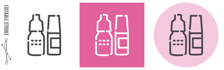 花粉症治療、点眼薬｜ライン・アイコン　[線の編集可能]