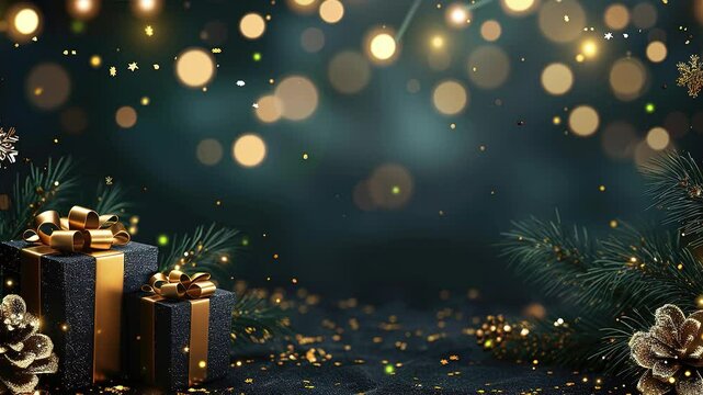 Merry Christmas background with christmas element. Christmas glass snowball with Christmas tree inside. Christmas ornament background. Gifts christmas. Snowman christmas. Copy space