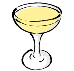 筆タッチの飲み物が入ったグラスのイラスト