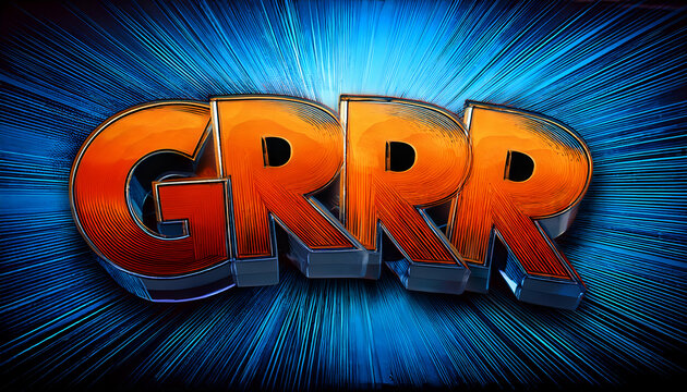 word GRRR text made Comic Book Style Stretched Action