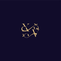 XV letter organic and elegant concept wedding initial beauty leaf monogram logo