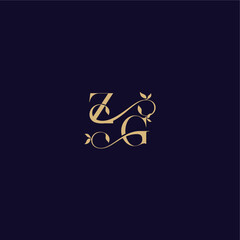 ZG letter organic and elegant concept wedding initial beauty leaf monogram logo