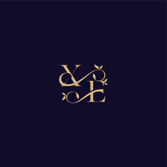 XE letter organic and elegant concept wedding initial beauty leaf monogram logo