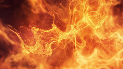 Obraz premium A close-up of vibrant orange and yellow flames dancing against a dark background,