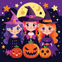 Halloween Jack-o-Lantern Pumpkins on rustic wooden background