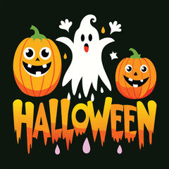 Halloween Jack-o-Lantern Pumpkins on rustic wooden background