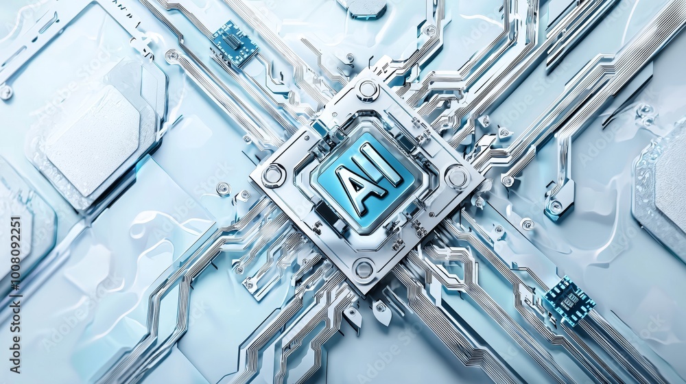 Poster ai microchip design with sleek circuitry and innovation