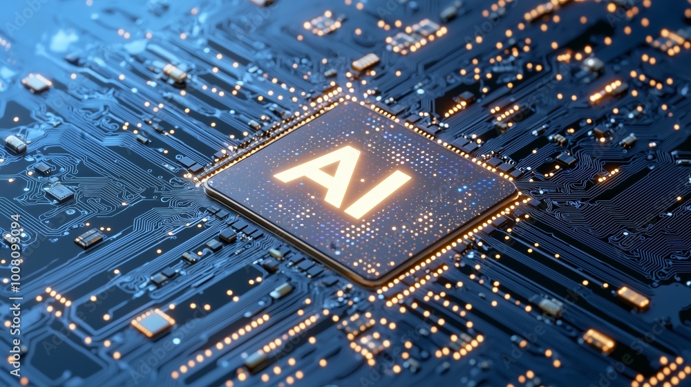 Poster bright ai cpu on a computer circuit board