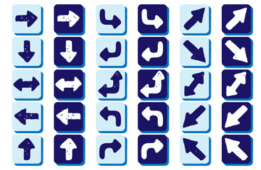 Simple arrow icon illustration set, shaded