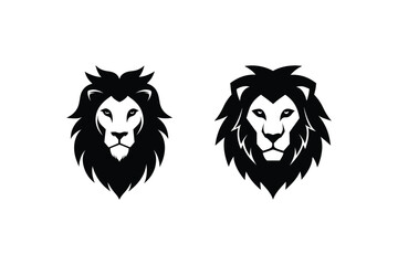 Lion head silhouette vector icon Illustration with white background