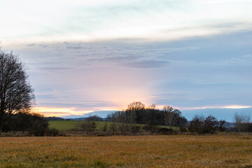 Evening mood landscape - trees and colorful clouds