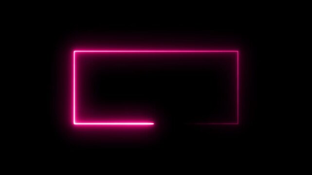 Abstract colorful neon light movement motion with space. Video animation of glowing neon rectangles.