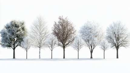 Fototapeta premium Conifer Trees collection of green Christmas trees on a white background isolated. Generative AI