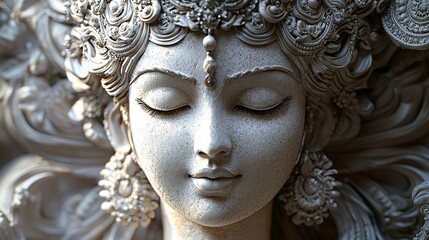 Fototapeta premium A beautifully adorned statue of a Hindu deity in a temple, highlighting religious devotion and culture
