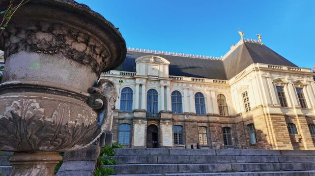 Dramatic movement about the parliament of Bretagne built in renaissance style, Rennes, France.