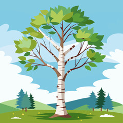 Obraz premium vector illustration of a birch