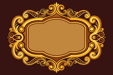 Golden vintage frame ornate retro blank, layered vector artwork illustration