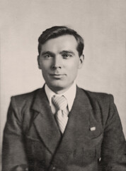 Retro portrait of a young man. Vintage photo of a man. Circa 1930s