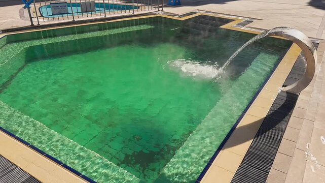 Natural Thermal Water Supply Pool Water in Slow Motion