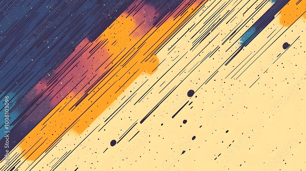 Poster abstract background with diagonal lines and splashes of color
