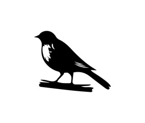 set of silhouettes of birds, bird on a branch